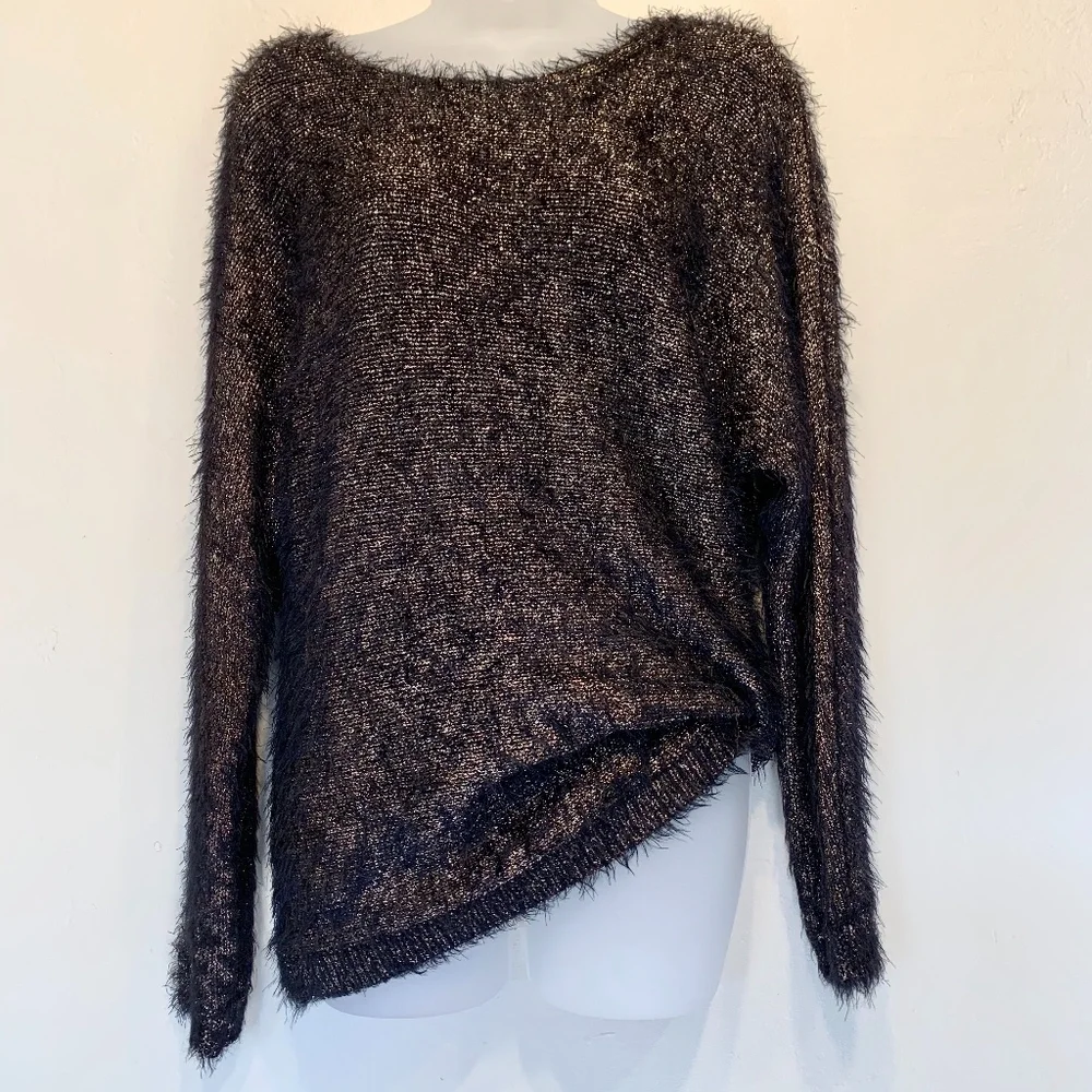 belldini | Gold Black Eyelash Luxe Tunic Sweater